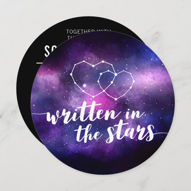 Convite Galaxy Wedding | Escrito Nas Estrelas (Frente/Verso)