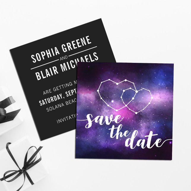 Convite Galaxy Wedding Hearts Constellation Save The Date (Criador carregado)