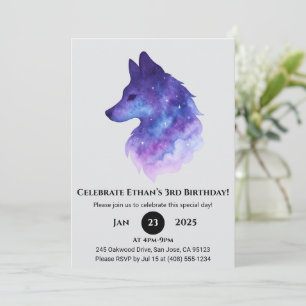 Convite Galaxy Wolf Birthday