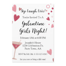 Galentine Garotas Saída Noturna Martini Rosa
