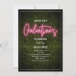Convite Galentine Neon Script Boxwood Party