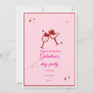 Convite Galentine’s Day Party Invitation | Pink Champagne 