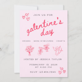 Convite Galentine’s Day Valentines Girly Invitation