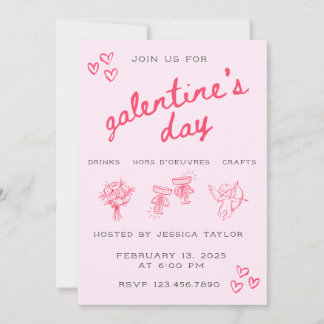 Convite Galentine’s Day Valentines Girly Invitation