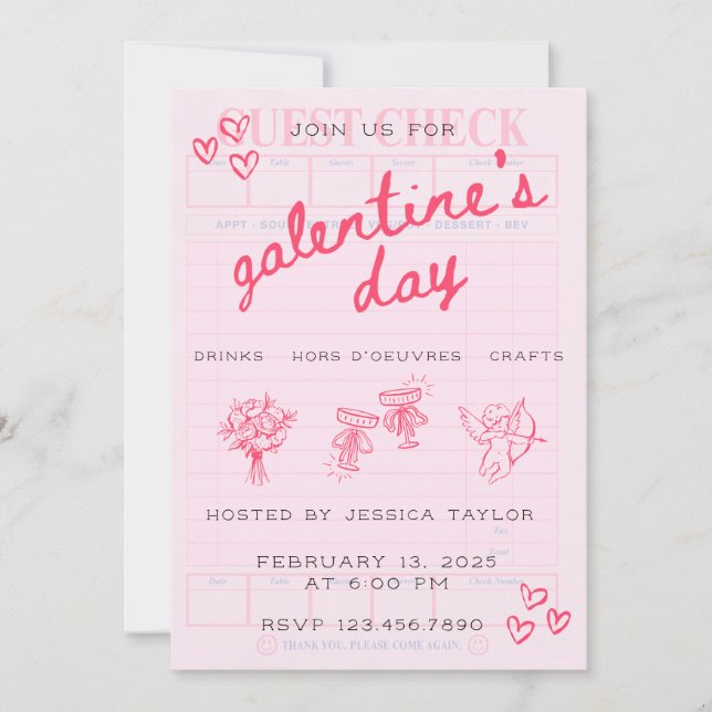 Convite Galentine’s Day Valentines Girly Invitation (Frente)