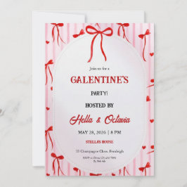 Convite Galentine’s Party Invitation Printable, Pink & Red