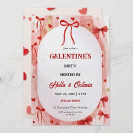 Convite Galentine’s Party Invitation Printable, Pink & Red