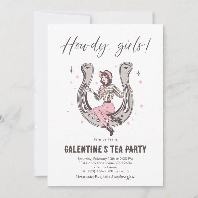 Convite Galentine’s Tea Party Invitation (Frente)