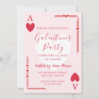 Convite Galentines Ace Hearts Girls Valentines Invite