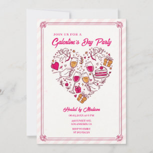 Convite Galentines Anjos Cupido Desenho Coração