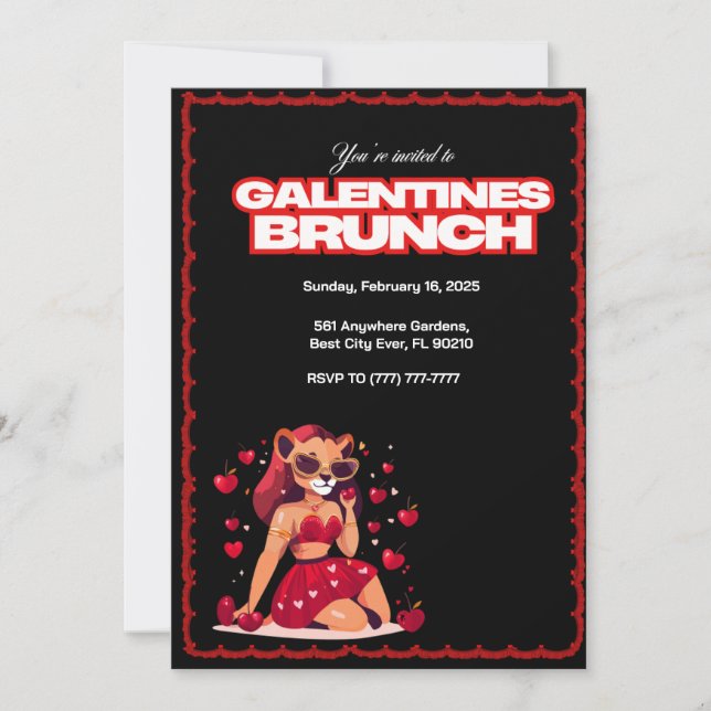 Convite Galentines - Brunch Personalizável (Frente)