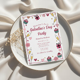 Convite Galentine's Champagne Dourado