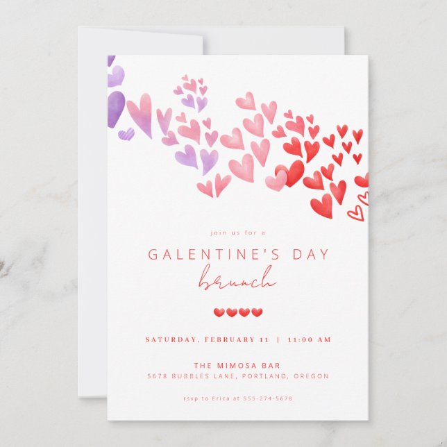 Convite Galentine's Day Brunch Invite Dia de os namorados  (Frente)