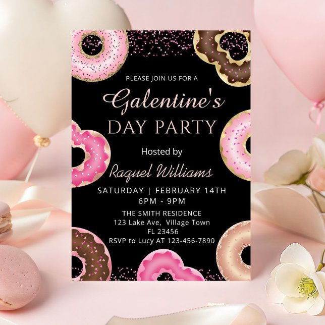Convite Galentine's Day Party Donuts Invitation (Pink Galentine's Day Party Donuts Invitation)