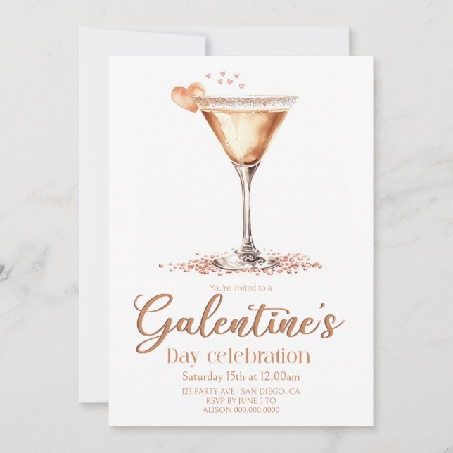 Convite  Galentine's Day party Invitation (Frente)