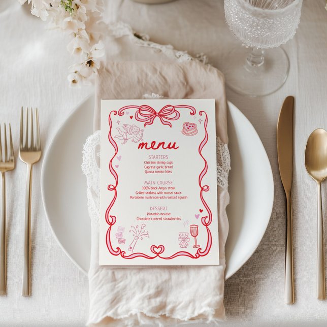 Convite Galentine's Day Party Menu Card (Criador carregado)