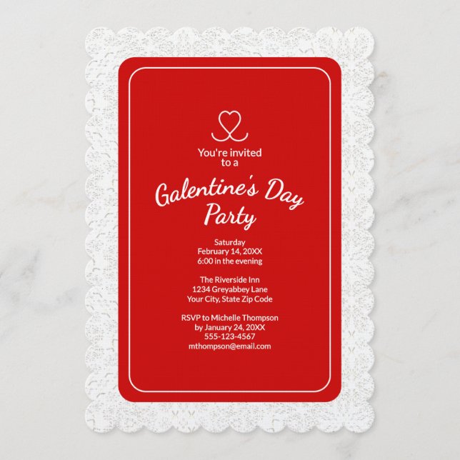 Convite Galentine's Day Red Party Invitation Invitation (Frente)