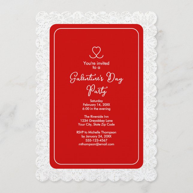 Convite Galentine's Day Red Party Invitation Invitation (Frente)