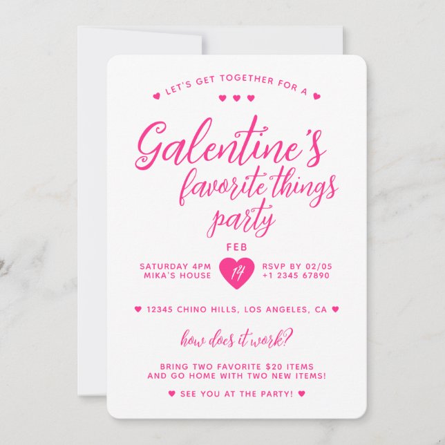 Convite Galentine's Favorite Things Party (Frente)