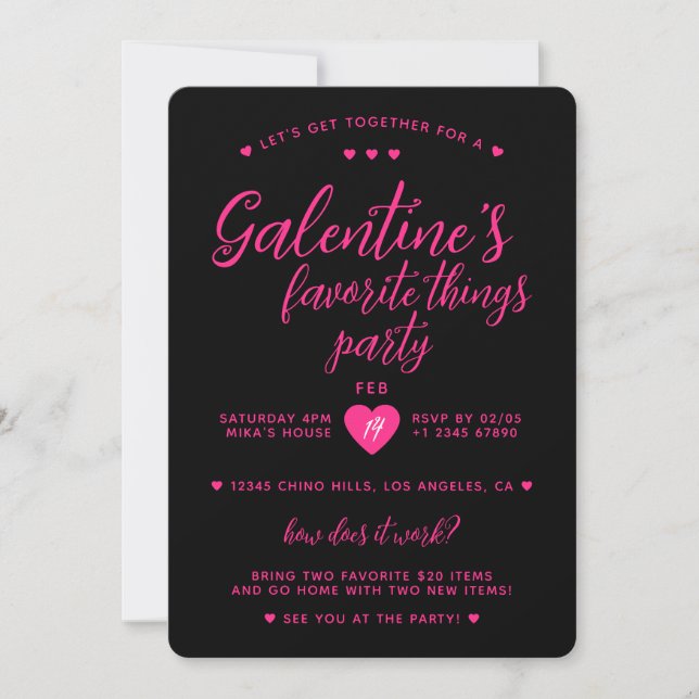 Convite Galentine's Favorite Things Valentine's Party (Frente)