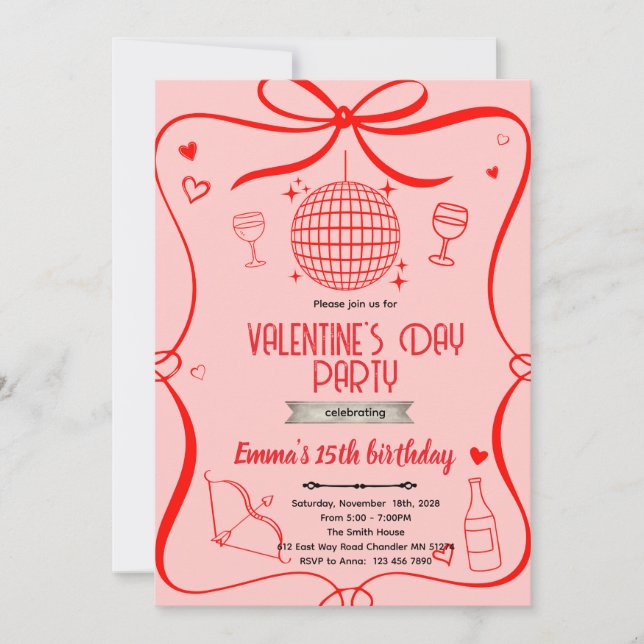 Convite Galentine's party Invitation  (Frente)