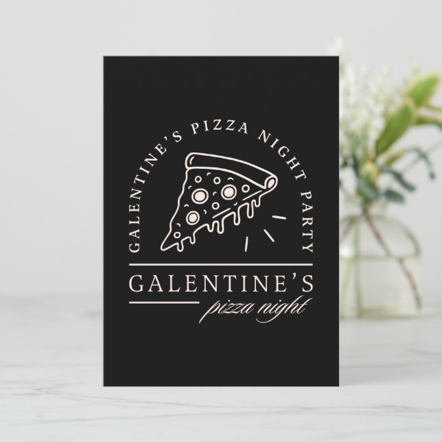 Convite Galentines pizza melhores festas negras (Em pé/Frente)