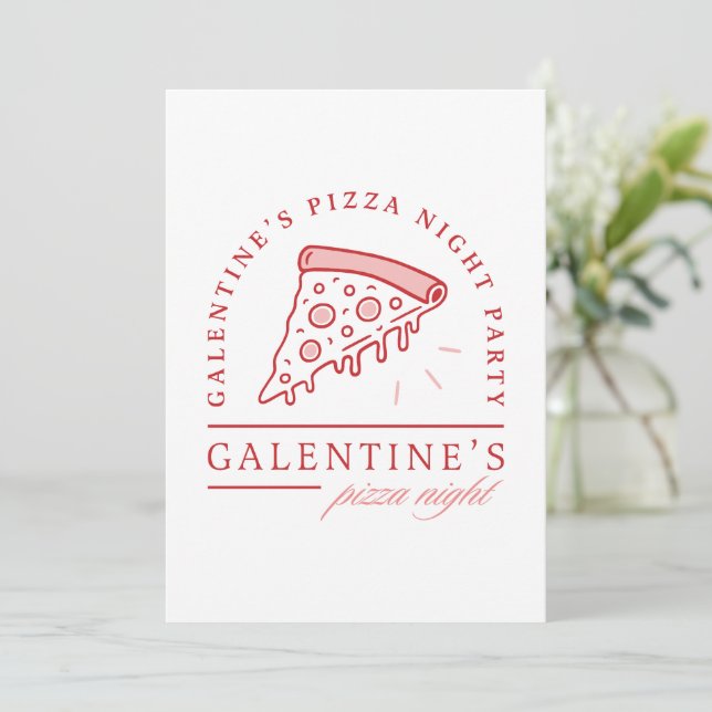 Convite Galentines pizza namorados estética (Em pé/Frente)