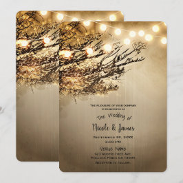 Convite Galhos de Árvore Rústicos Iluminados e Luzes para 