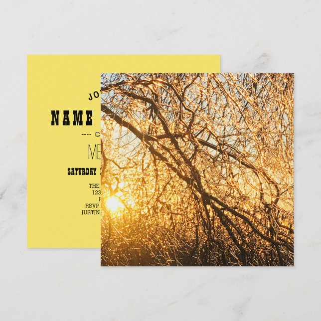 Convite galhos de gelo ao pôr do sol (Frente/Verso)