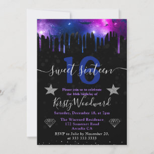 Convite Galinha Azul e Roxa Sweet Sixteen