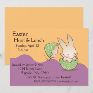 Convite Galinha de Coelhinho, Ovo de Páscoa Verde