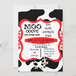 Convite Galinha de comida rápida Vaca Moo impressão de a