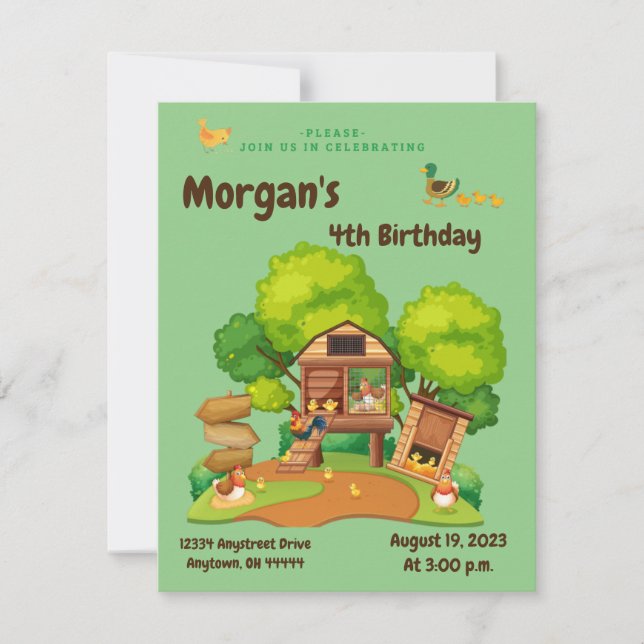 Convite Galinha & Patos Fofos (Frente)