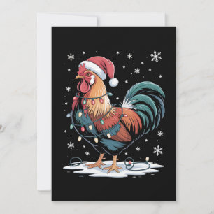 Convite Galo de Natal Chapéu do Papai Noel Luzes da Fazend