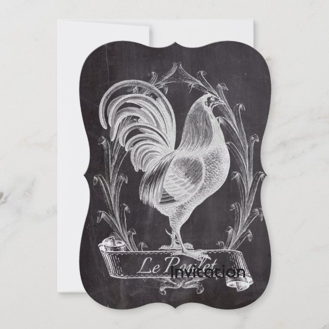 Convite galo-do-mar francês chic chalkboard oeste (Frente)