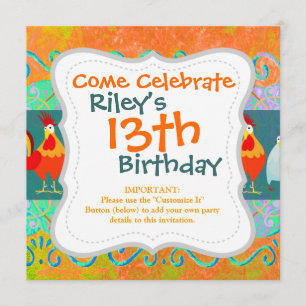 Convite Galo Engraçado, Fazenda De Frango Engraçado, Pre