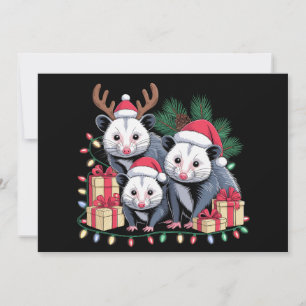 Convite Gambá de Natal Chapéu do Papai Noel Antílope Luzes