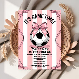 Convite Game Day Girl Soccer Pink Bow