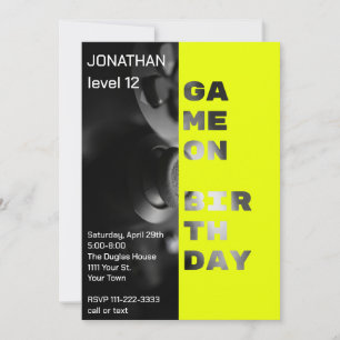 Convite Game On Birthday Personalizado Gamer Level up