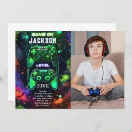 Convite Game On, Boy Video Game Birthday Photo