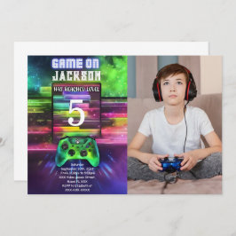 Convite Game On, Boy Video Game Birthday Photo
