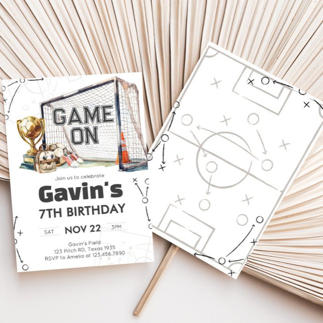 Convite Game On Soccer Boy Birthday (Soccer Birthday Party Invitation)