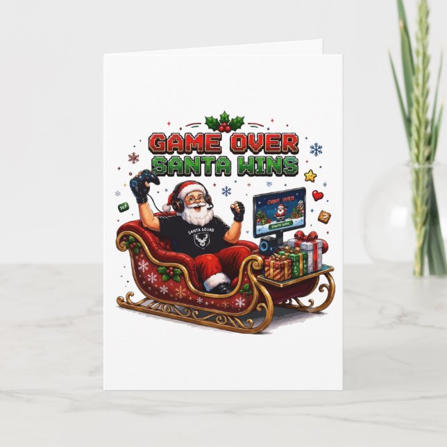 Convite Game Over Papai Noel Vence o Natal do Gamer (Frente)