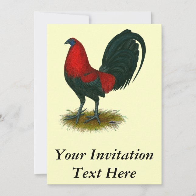 Convite Gamecock Americano: Vermelho Marrom (Frente)