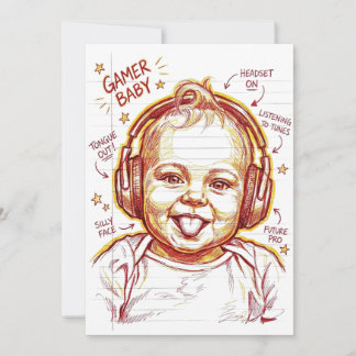 Convite Gamer Baby Funny Gaming Art