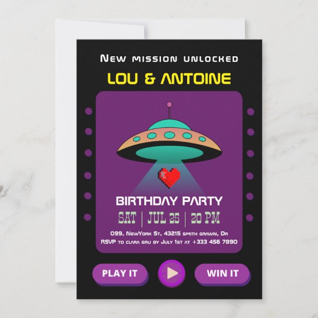 Convite Gamer Birthday Invitation (Frente)