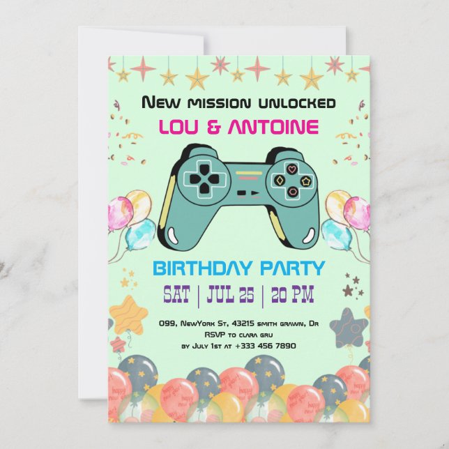 Convite Gamer Birthday Invitation (Frente)