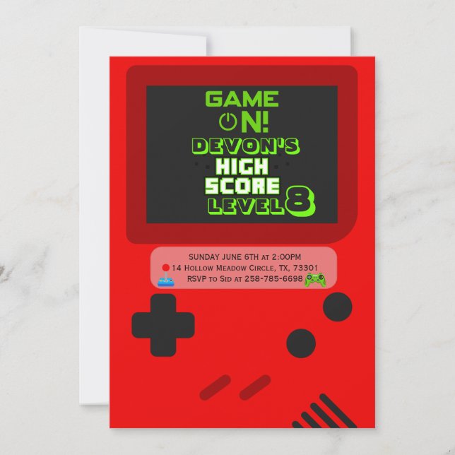 Convite Gamer Birthday Invitations (Frente)