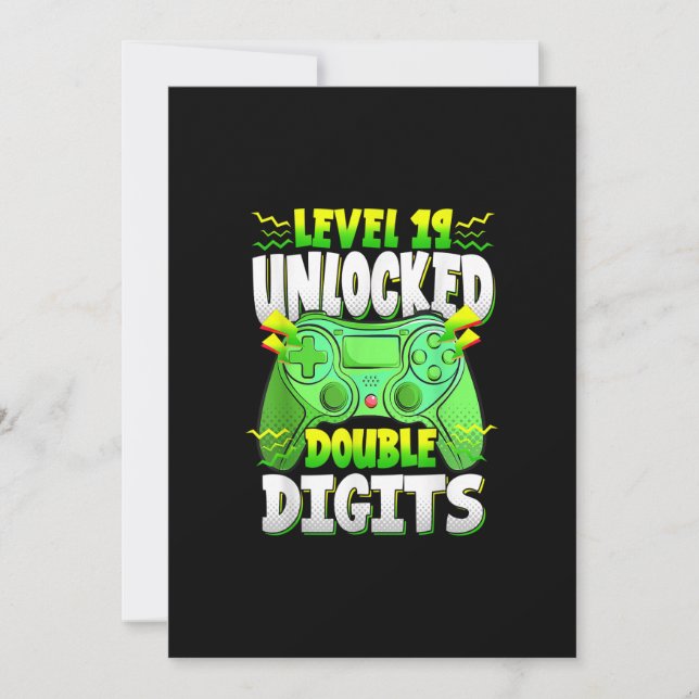 Convite Gamer Gift 19th Birthday Boy Double Digits 1 (Frente)