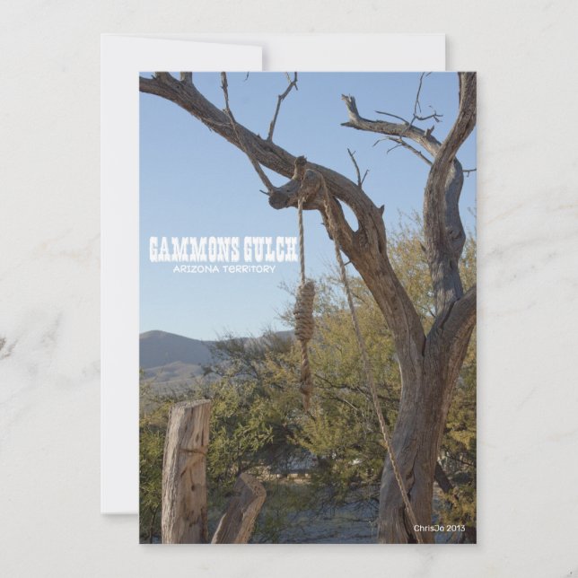 Convite Gammons Gulch Velho Oeste Enforcado Hangman (Frente)